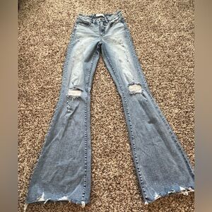 BKE Parker XL Light Blue Distressed Flare Jeans